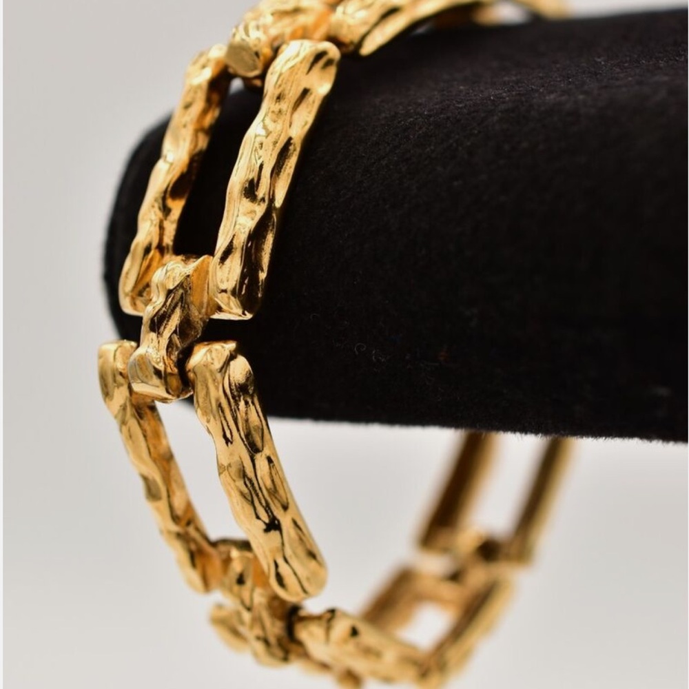 Vintage Monet Textured Rectangle Link Runway Brac… - image 8